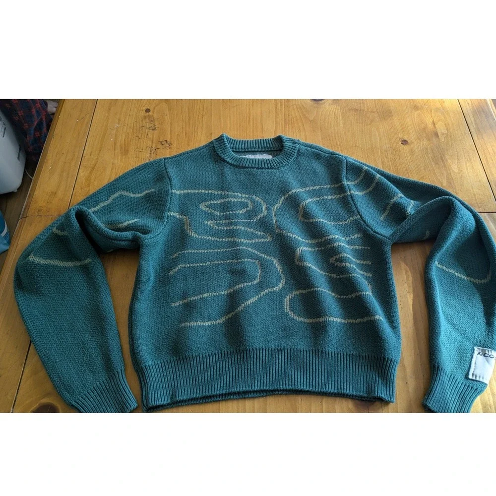 RC Outdoor Supply Forest Green Abstract Graphic Knit Crewneck Sweater XXS RCOS